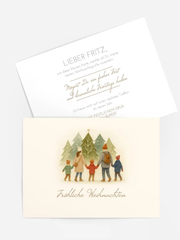 Grußkarte Weihnachten Familienspaziergänge