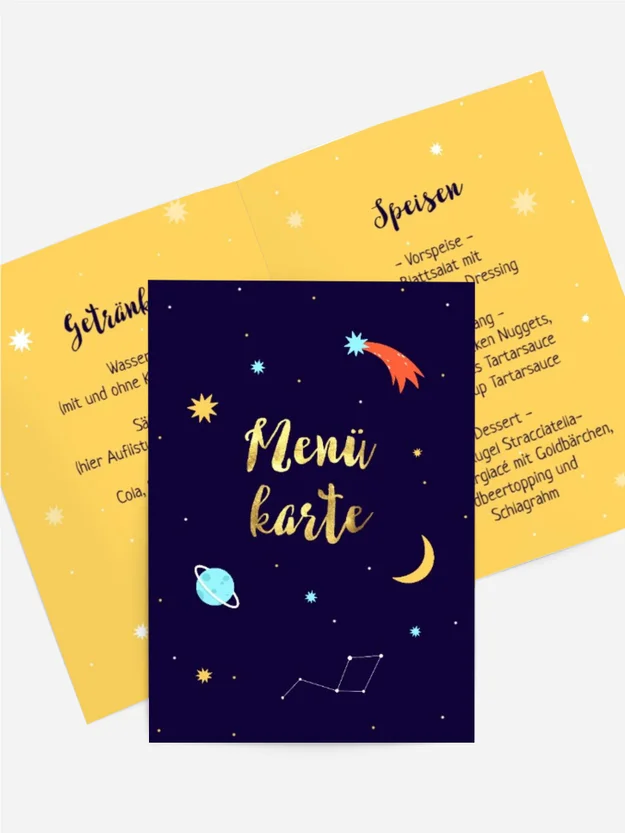 Menükarte Geburtstag Space Party Menükarte Geburtstag Space Party
