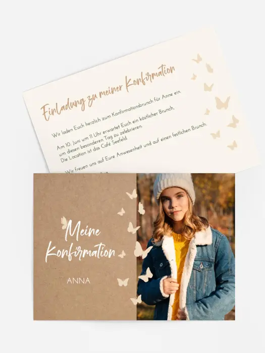Einladungskarte Konfirmation Magische Schmetterlinge