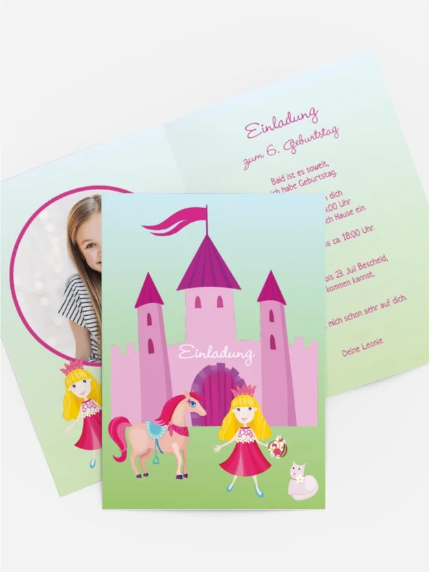 Kindergeburtstagseinladung "Märchenprinzessin mit Foto"