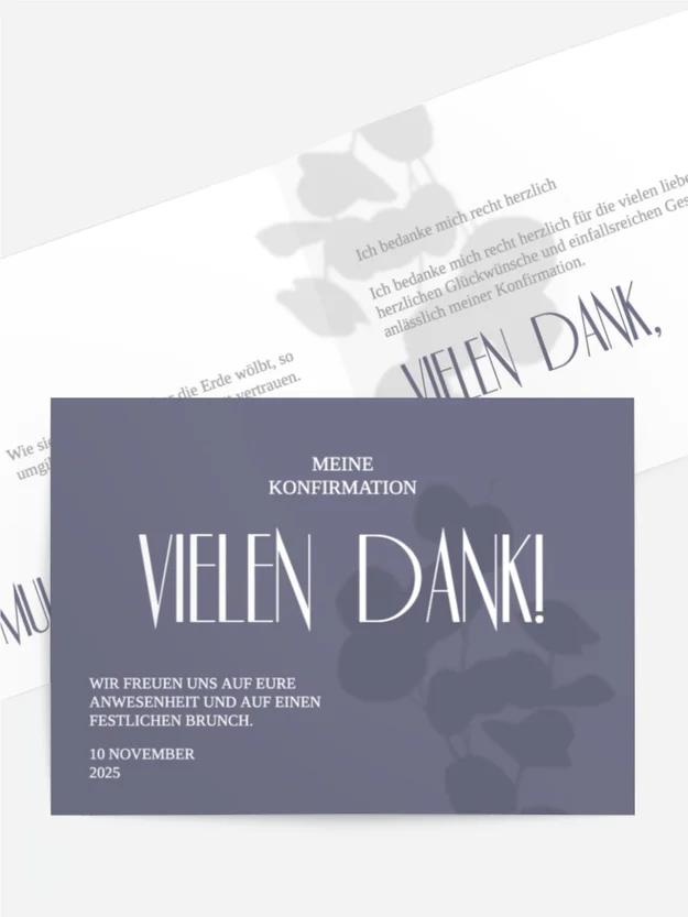 Dankeskarte Konfirmation Schatten der Blumen Dankeskarte Konfirmation Schatten der Blumen