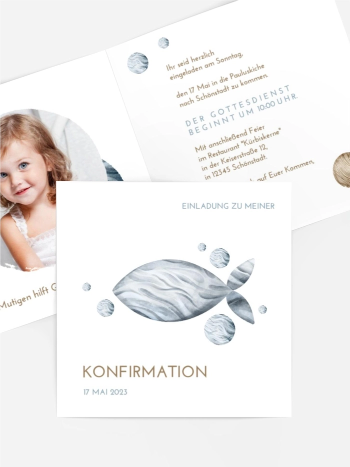Einladungskarte Konfirmation Schöner Fisch Einladungskarte Konfirmation Schöner Fisch