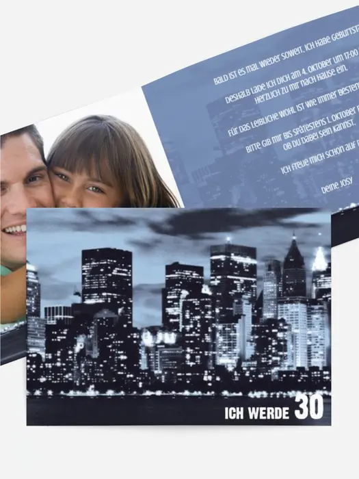 Einladungskarte zum Geburtstag Skyline 30 Foto