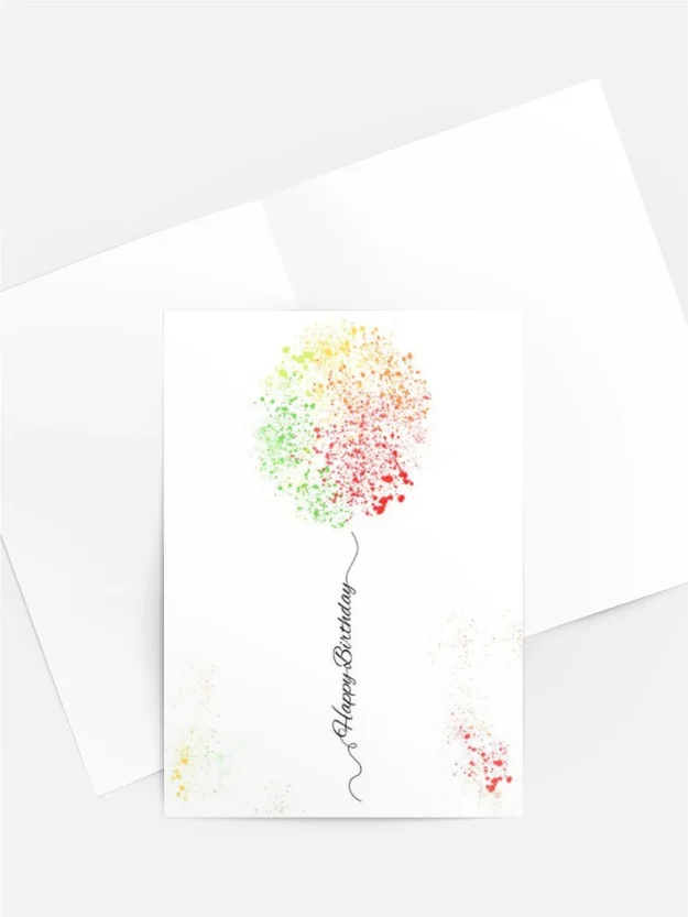 Geburtstagskarte „Luftballon aus Farbklecksen“