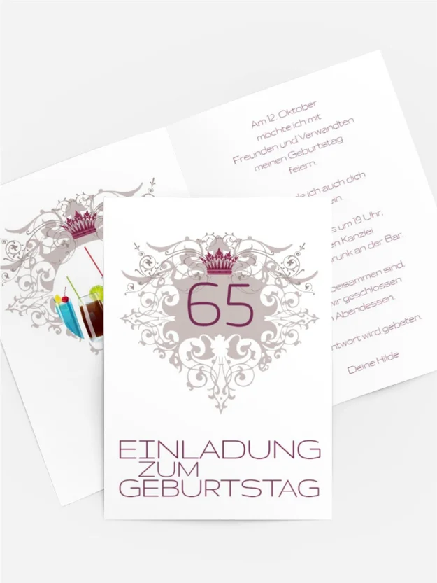 Einladung zum Geburtstag Krone 65 Foto