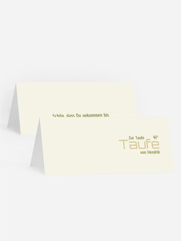 Tischkarte Taufe Vogel