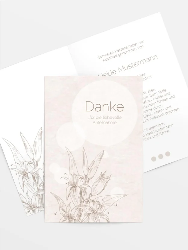 Trauerdanksagung Lilien hoch