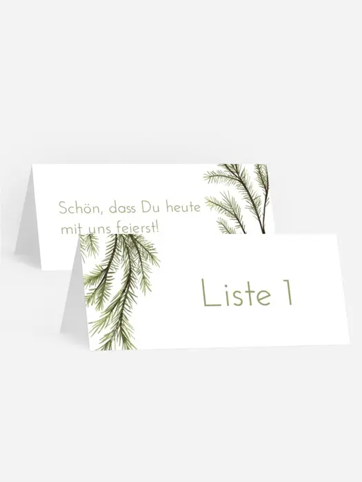 Weihnachtstischkarte Tannenzweige