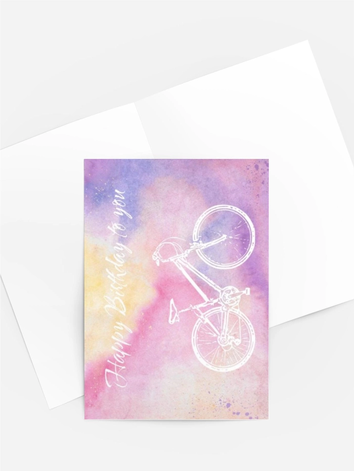 Geburtstagskarte „Fahrrad & Aquarellträume“ Geburtstagskarte „Fahrrad & Aquarellträume“