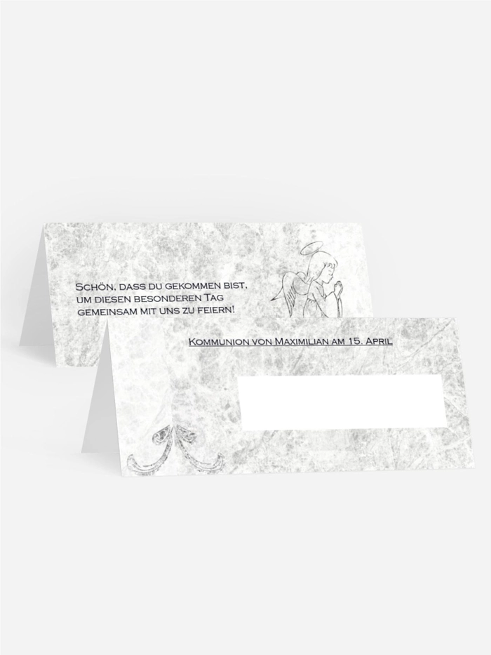 Tischkarte Kommunion Relief-Engelchen