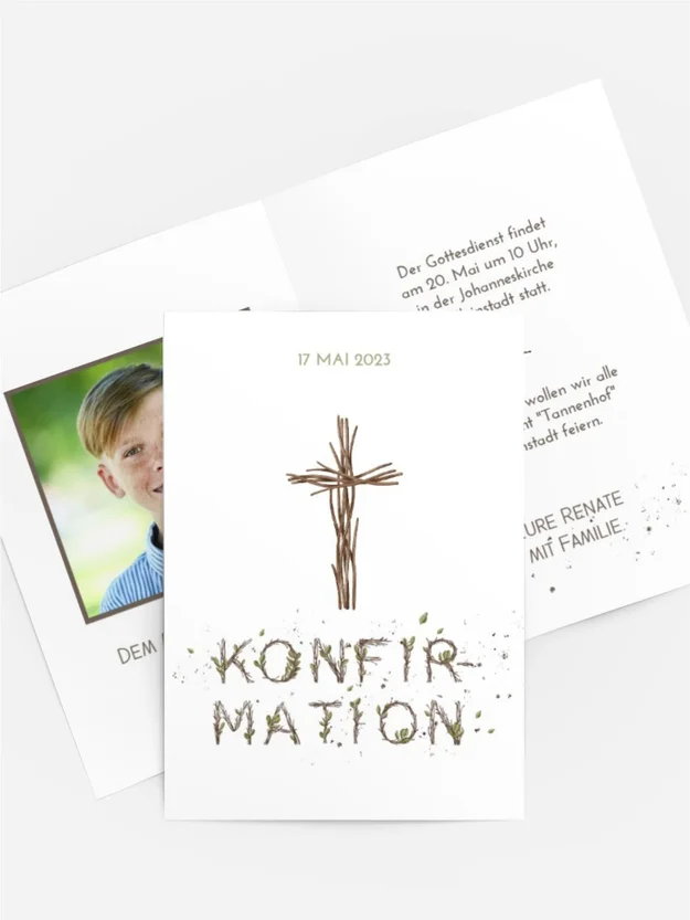 Einladungskarte Konfirmation Zweigentext Einladungskarte Konfirmation Zweigentext