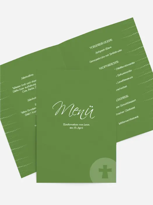 Menükarte Konfirmation Wellen Kreuz