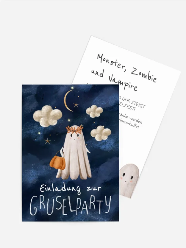 Halloween Einladung Gespenst am Himmel