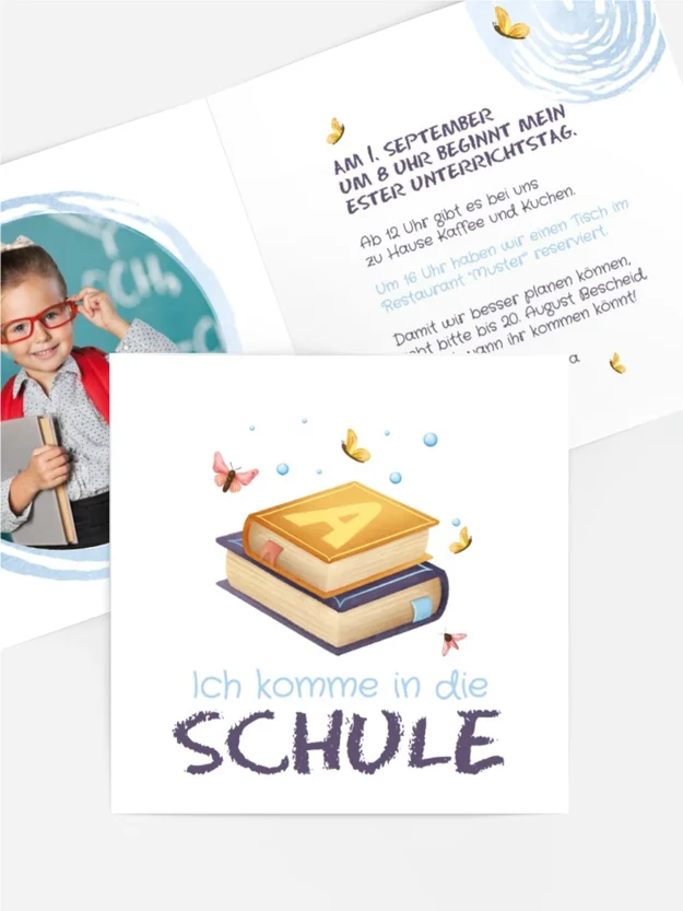 Einladungskarte Einschulung Dinobuch