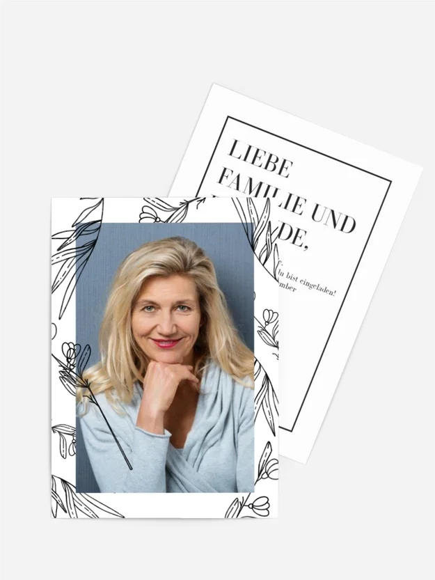 Geburtstagseinladung Lineare Blumen