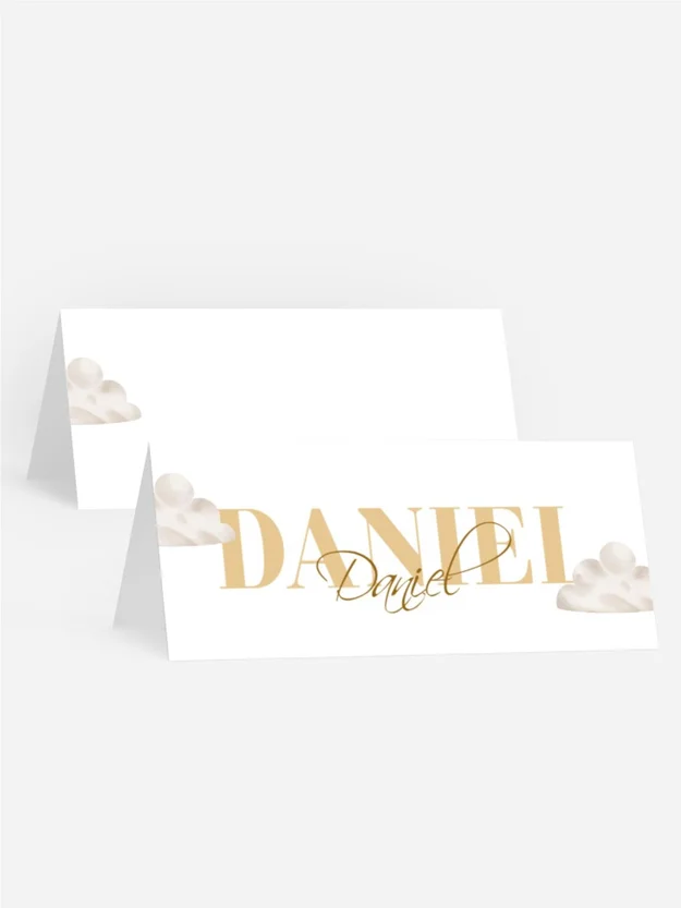 Tischkarte Taufe Wolkenkarte