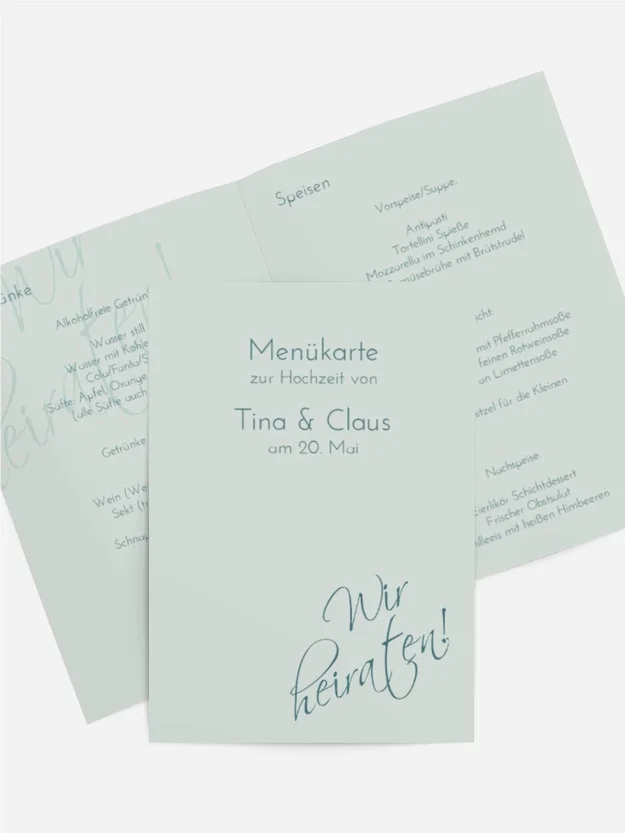 Menuekarte Liebesbotschaft