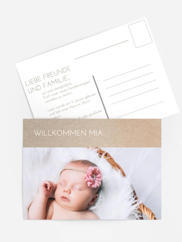 Babykarte Rosa Blume