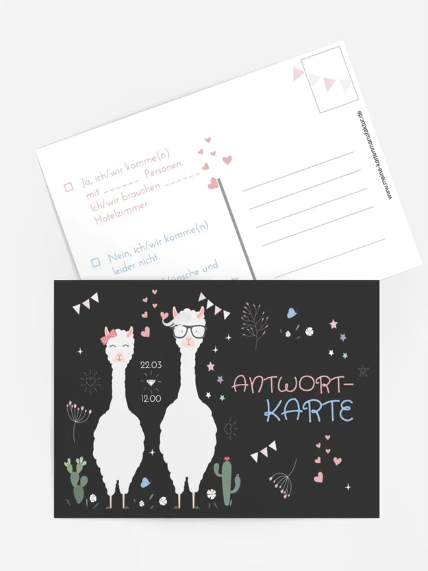 Antwortkarte Lamas Hochzeit
