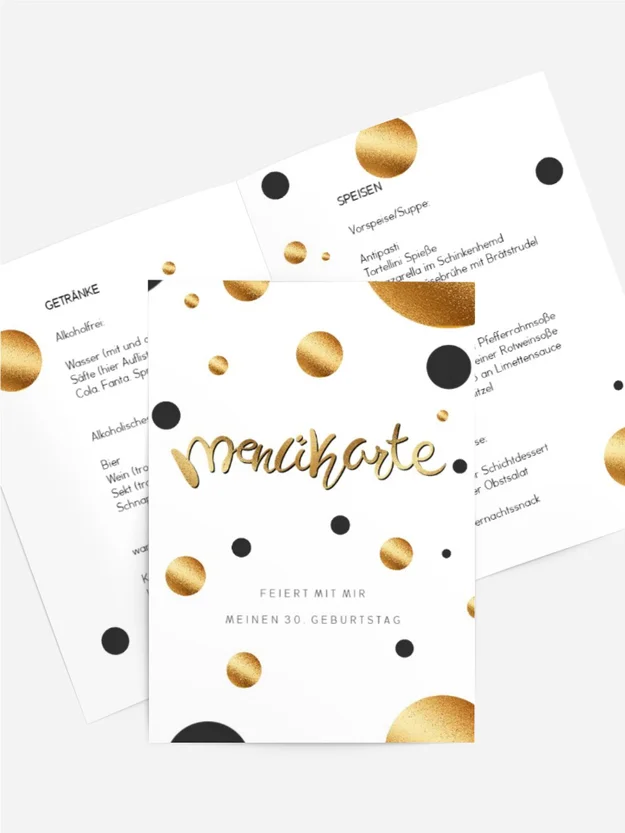 Menükarte Geburtstag Konfetti
