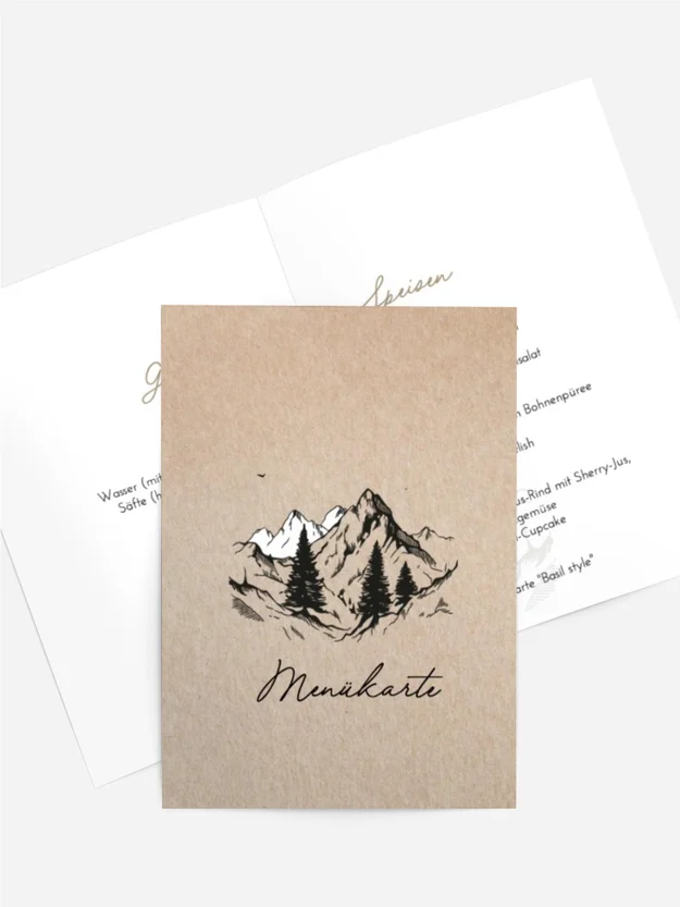Menükarte Geburtstag Berglandschaft