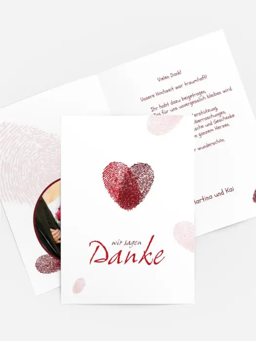 Dankeskarte Hochzeit "Fingerprint"