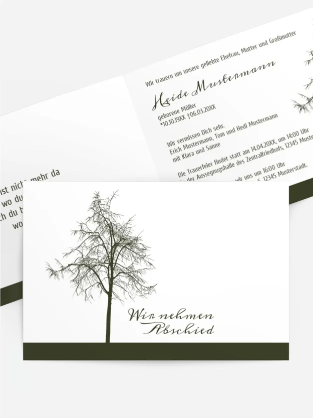 Trauerkarte Tree quer Trauerkarte Tree quer