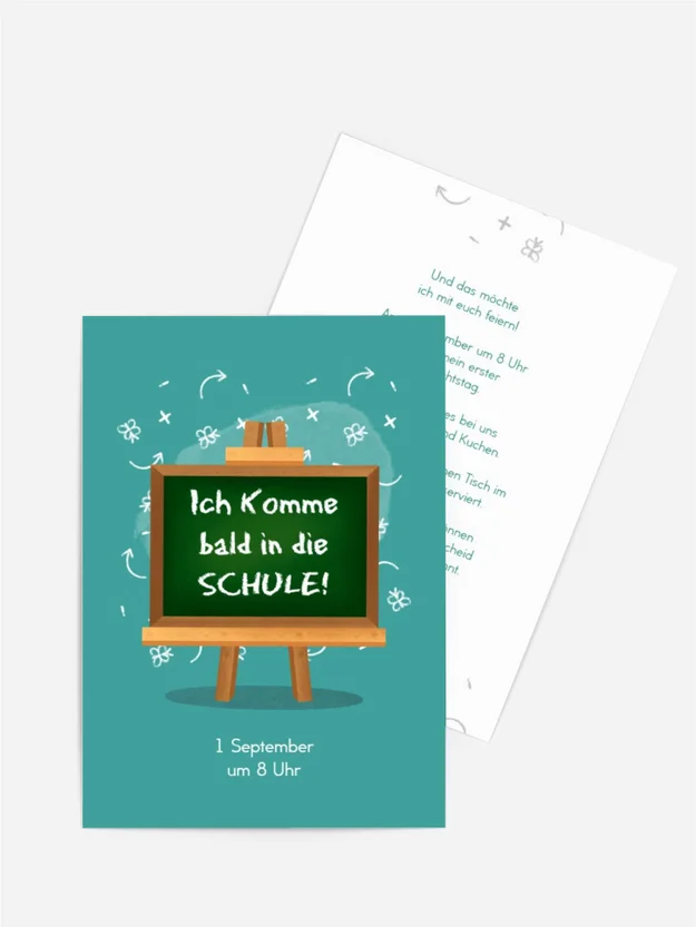 Einladungskarte Einschulung Schultafel