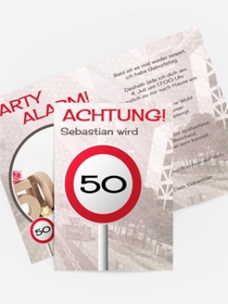 Geburtstagseinladungskarte Begrenzungsschild 50 Foto Geburtstagseinladungskarte Begrenzungsschild 50 Foto