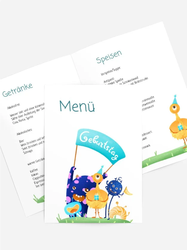 Menükarte Geburtstag Monster AG