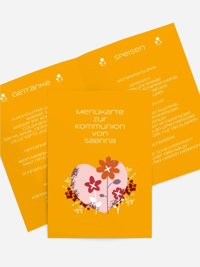 Menükarte Kommunion Herz Menükarte Kommunion Herz