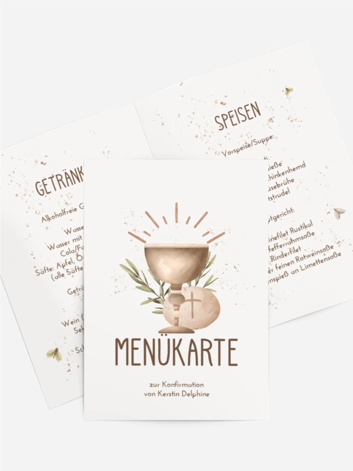 Menükarte Konfirmation Heilige Strahlen Menükarte Konfirmation Heilige Strahlen