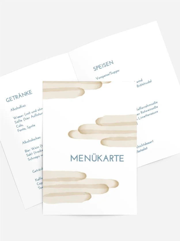 Menükarte Geburtstag Aquarellflecken Menükarte Geburtstag Aquarellflecken