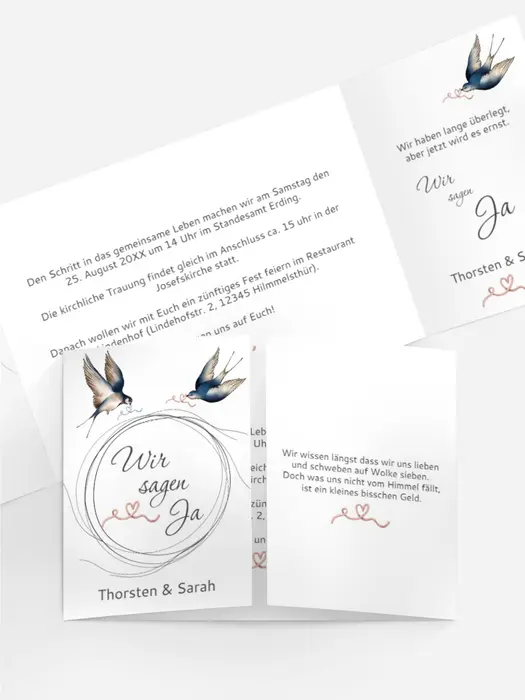Hochzeitseinladung mit Liebesvögeln Hochzeitseinladung mit Liebesvögeln
