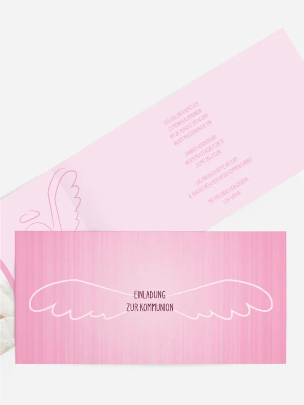 Einladungskarte Kommunion Angel Wings