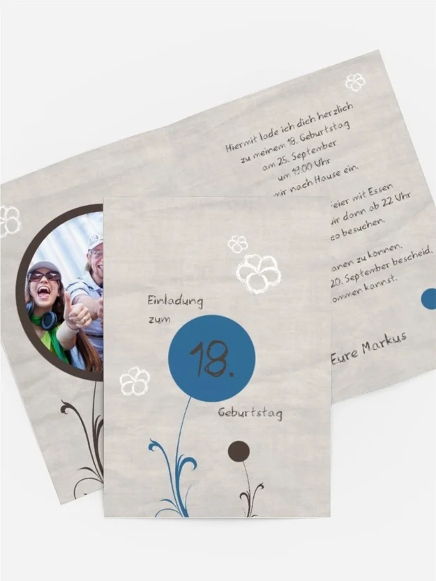 Geburtstagseinladungskarte Fantasyflower 18 Foto
