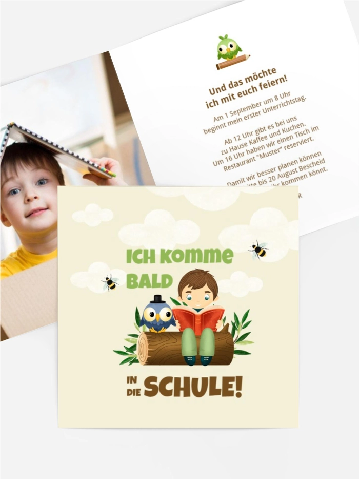 Einladungskarte Einschulung Schlaue Eule Einladungskarte Einschulung Schlaue Eule