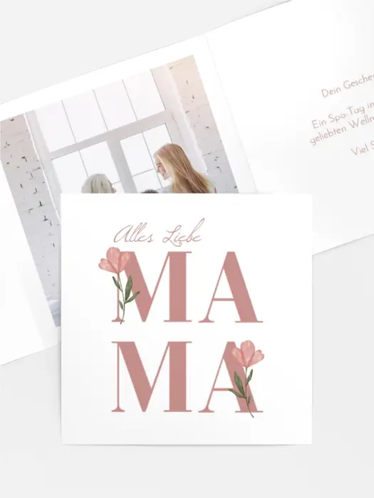 Grußkarte zum Muttertag Pinke Blumen