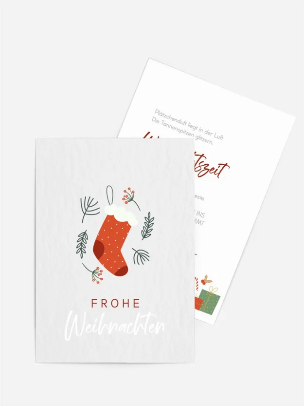 Grußkarte Weihnachten Rote Socke