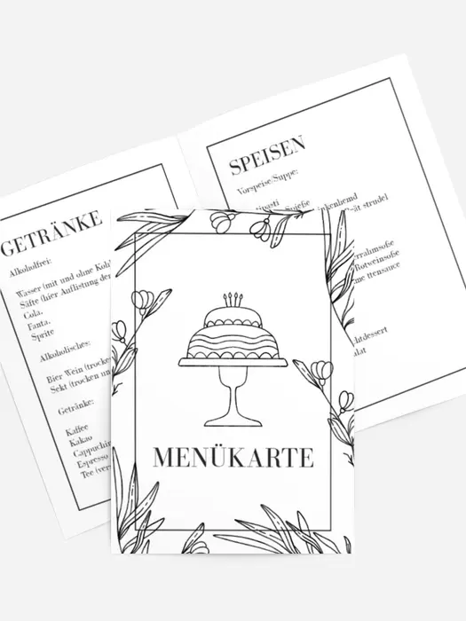 Menükarte Geburtstag Lineare Blumen