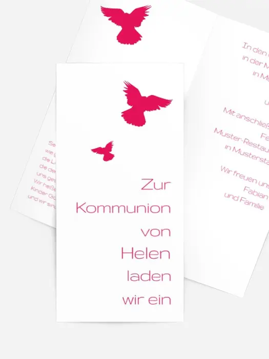 Kommunionseinladungskarte Taube