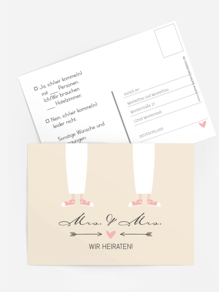 Antwortkarte zur Hochzeit Pärchen - Frauen