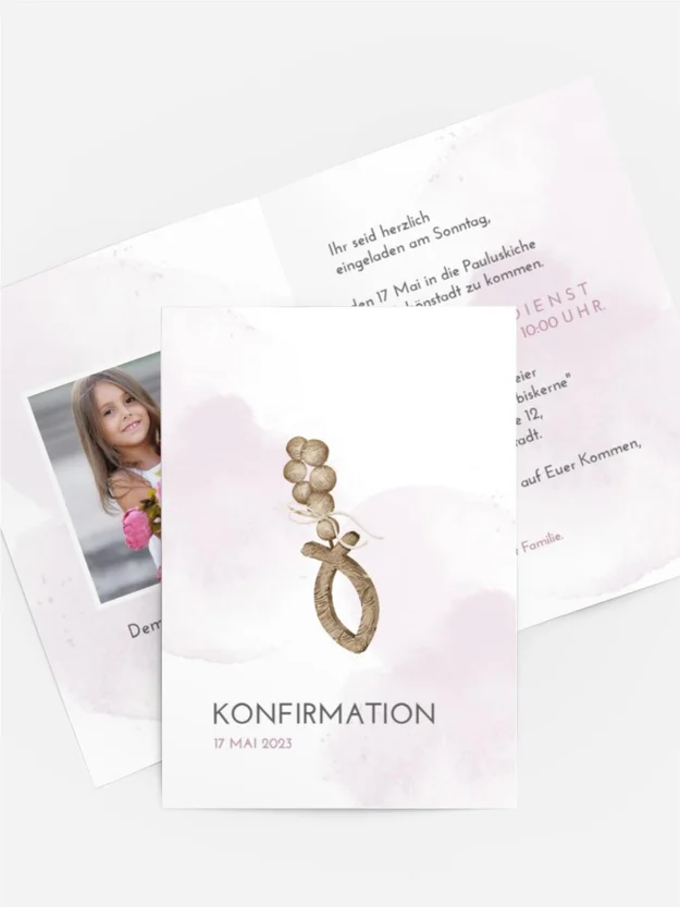 Einladungskarte Konfirmation Weiße Tauben