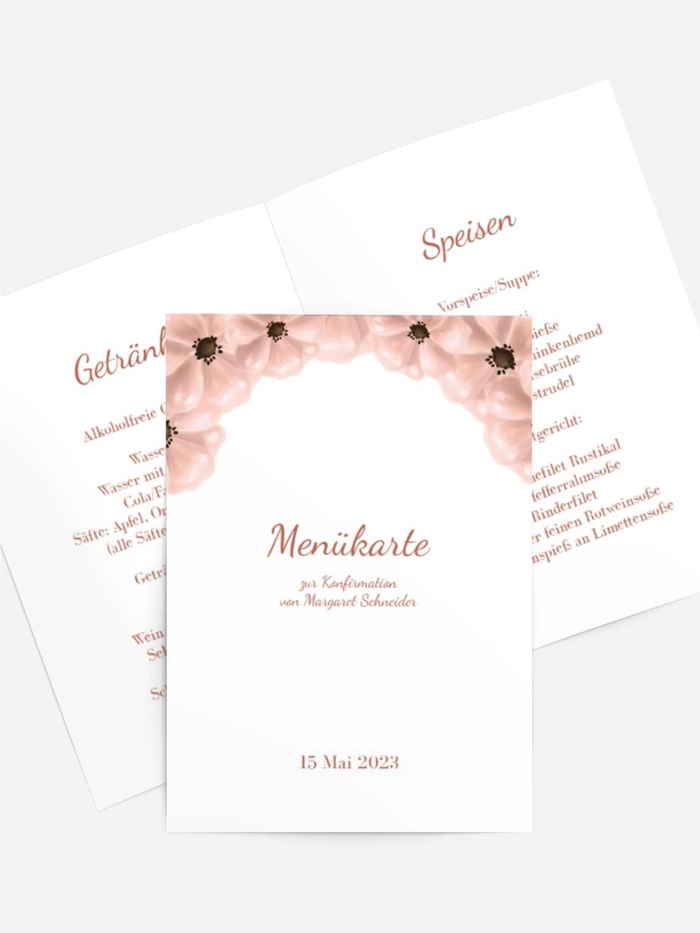 Menükarte Konfirmation Blumige Konfirmation Menükarte Konfirmation Blumige Konfirmation