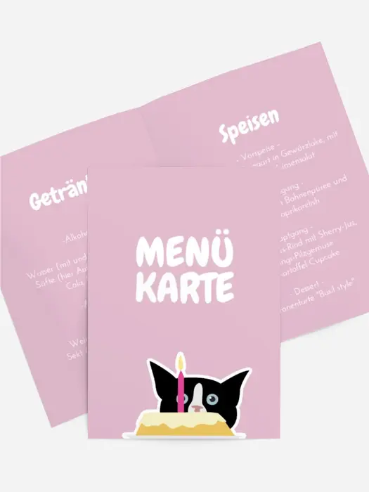 Menükarte Geburtstag  Süße achtzehn