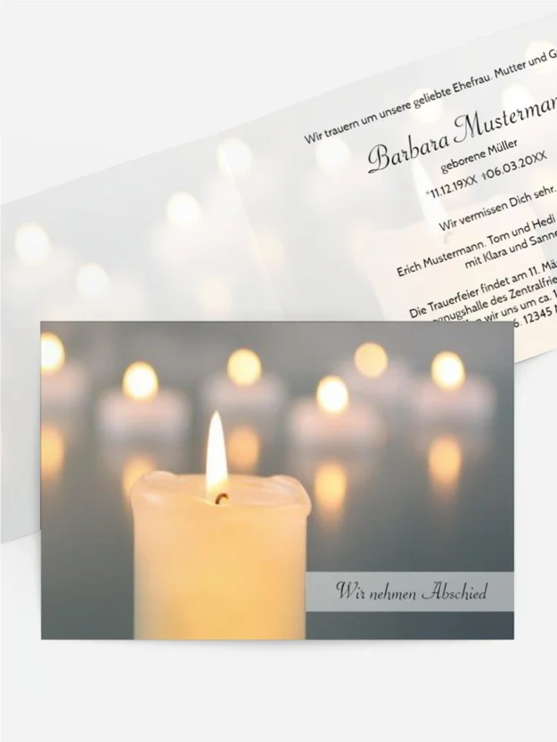 Trauerkarte Kerzenlichter quer Trauerkarte Kerzenlichter quer