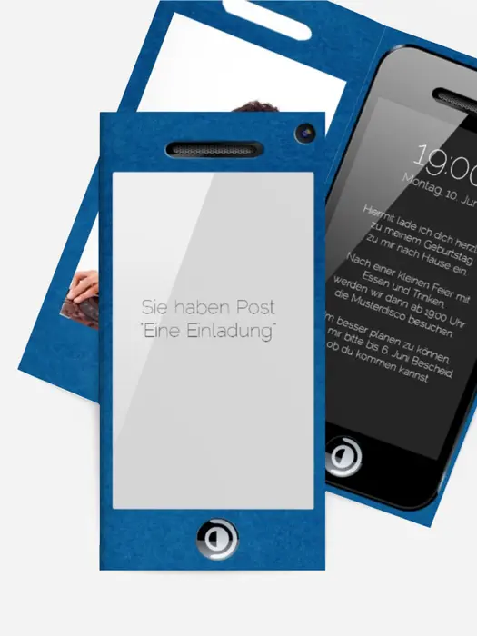 Einladungskarte Geburtstag Handycover