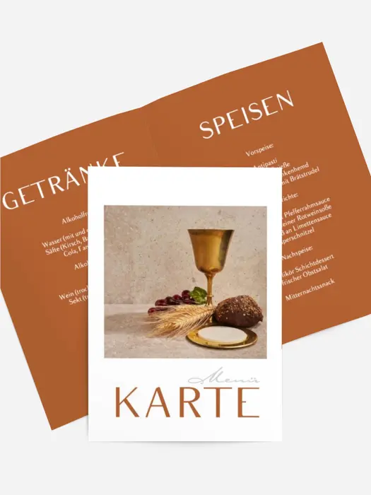 Menükarte Taufe Weiße Welt