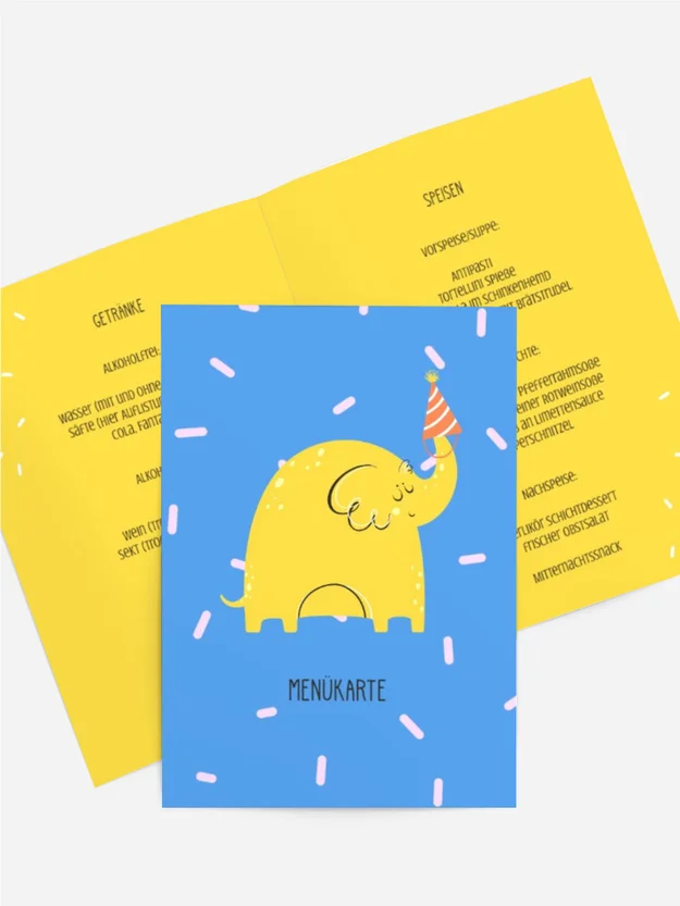 Menükarte Geburtstag Elefantastisch
