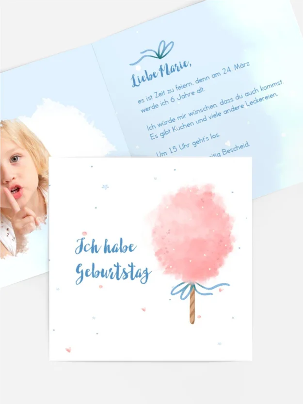 Geburtstagseinladung Zuckerwatte